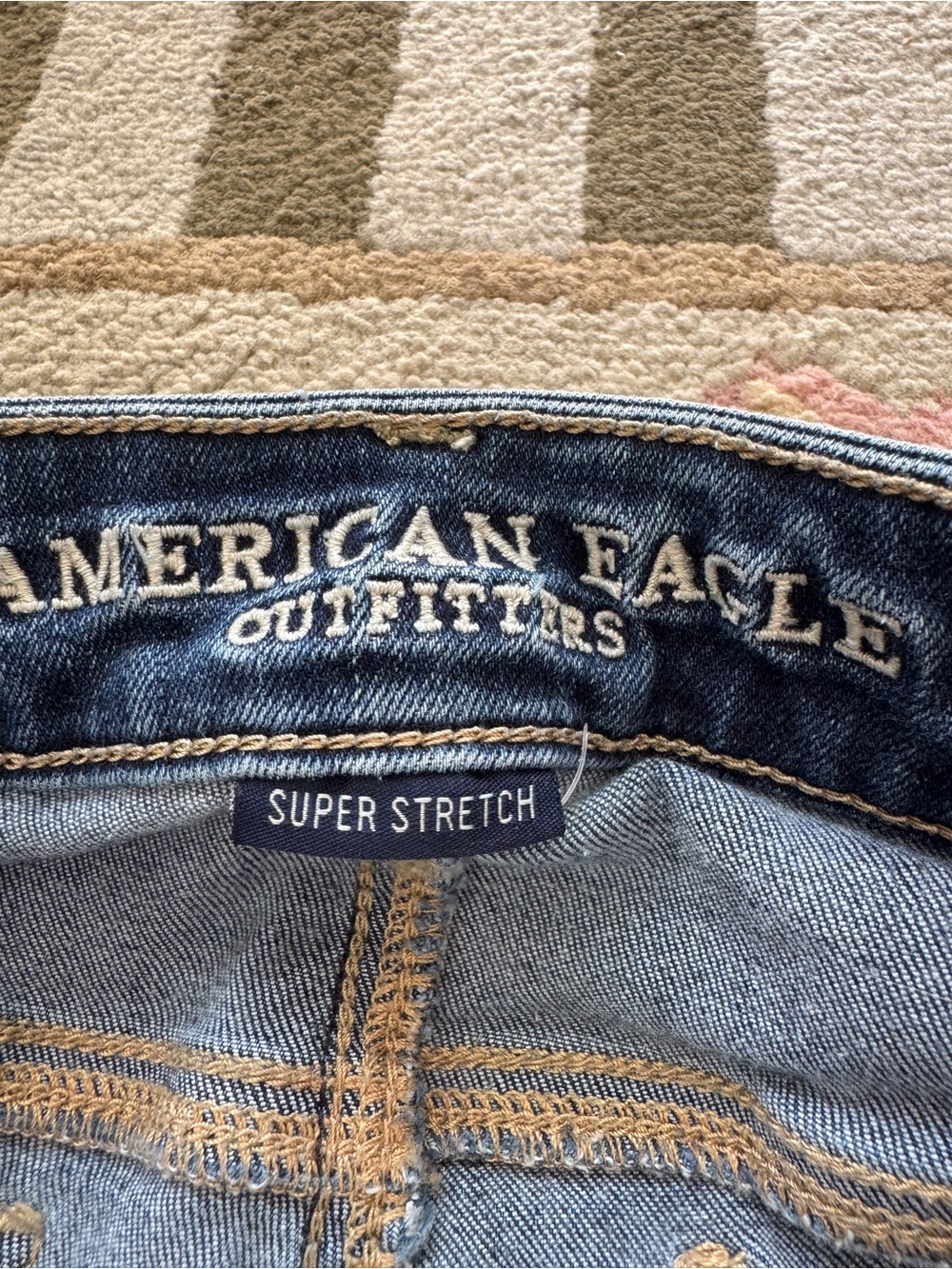 American Eagle Dark Blue Skinny Jeans. Size 6. Xtra long. Super stretch - Picture 2 of 4